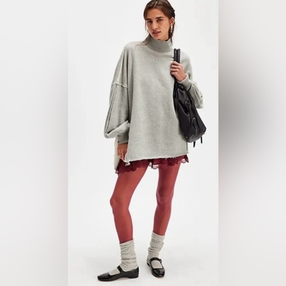 NWT Free People We the Free S Wonderful Pullover in Grey Heather New Tunic $128